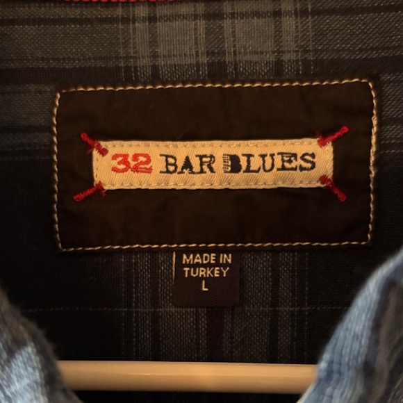 32 Bar Blues Navy Plaid Button-Down Shirt - Picture 2 of 4